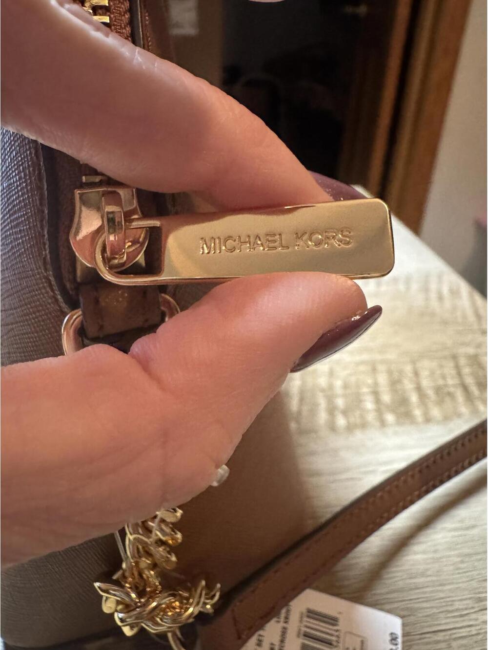 Michael Kors Brown Leather Crossbody with Gold Chain Strap - Picture 7 of 7